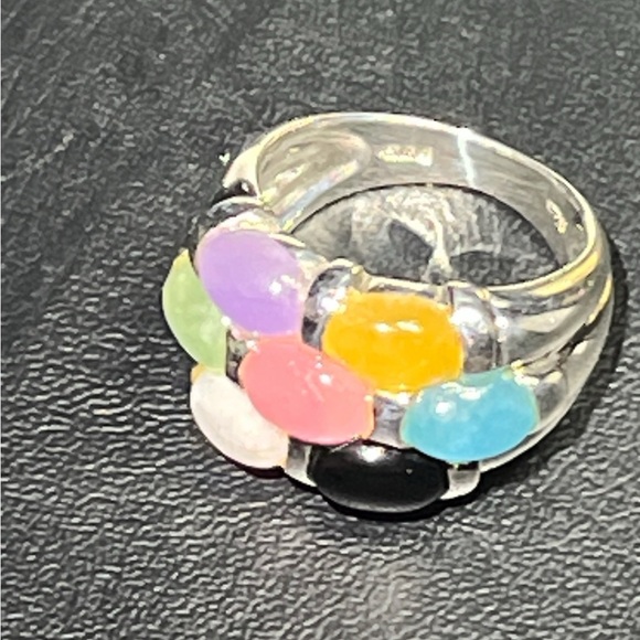 Antique 925 multi colored stone ring - Picture 1 of 4